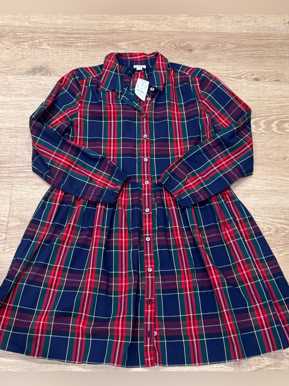 J.Crew Plaid Shirt Dress Button Front Size 12 NWT